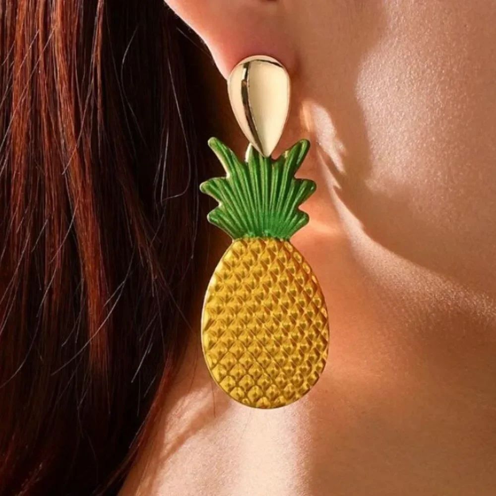 3for$20 1 Pair Vibrant Fruit Party Exaggerated Pineapple Earrings For Women